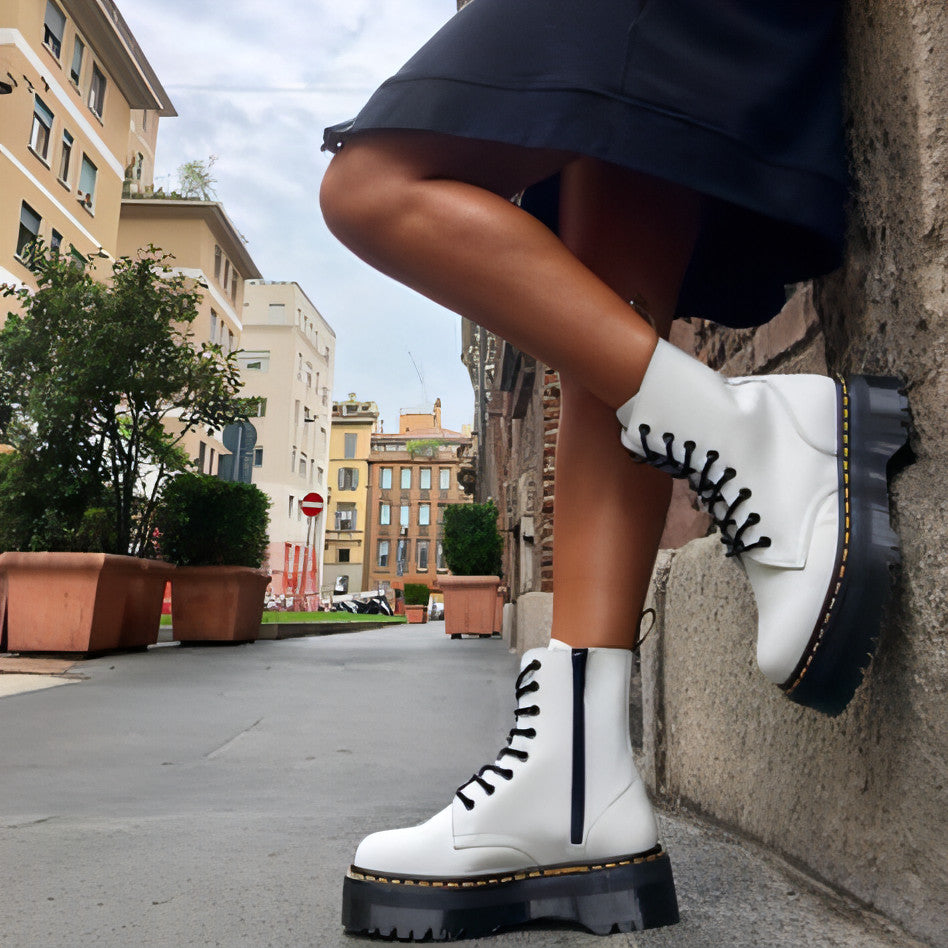 Dr Martens Jadon Platform White Black - דר מרטינס