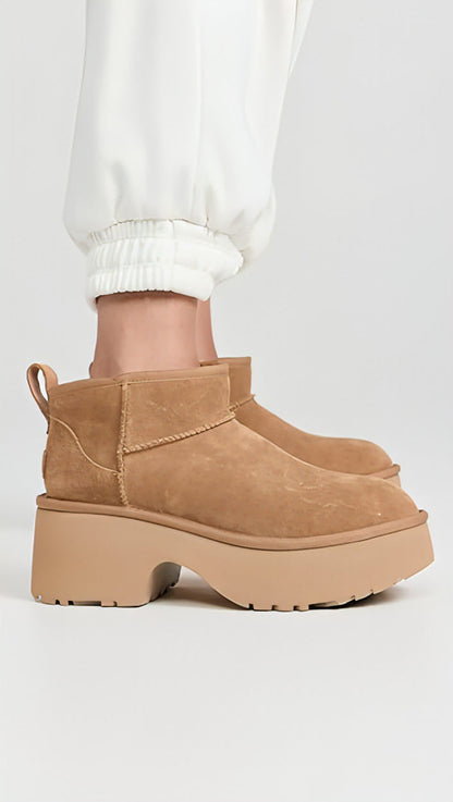 נעלי האג פלטפורמה UGG Classic Ultra Mini New Heights Boots Chestnut Brown